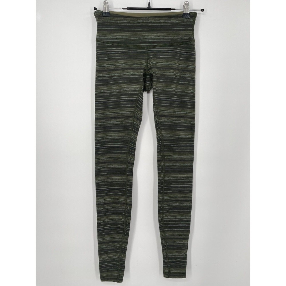 Lululemon Align High Rise‎ Striped Leggings Green Black White Athleisure  Size 4